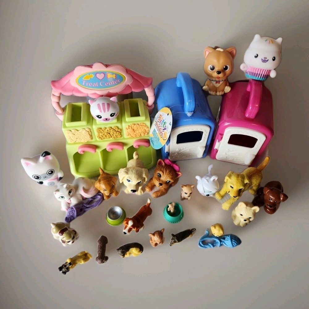 Mixed Lot 30 Pc. Dogs & Cat Figures & Accessories Barbie, Littlest Pet Shop VTG